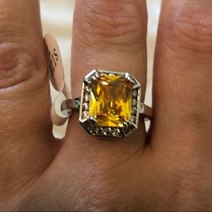 Yellow octagon shaped ring